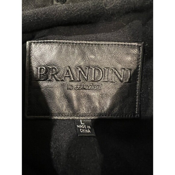Y2k 2000s Black Leather Brandini Long Jacket Men's Size Large - Picture 7 of 9